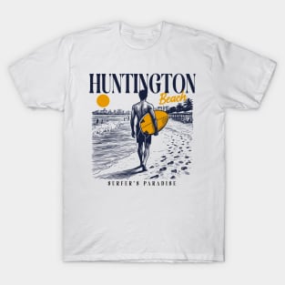 Vintage Surfing Huntington Beach, California // Retro Surfer Sketch // Surfer's Paradise T-Shirt